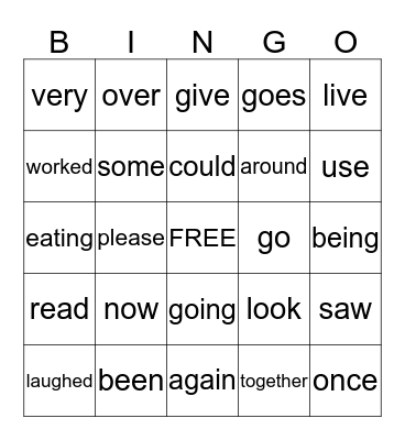 1st Grade Bingo Weeks 15-18 Bingo Card