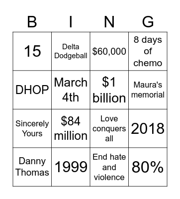 Tri Delta Bingo Card