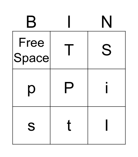 Alphabet  Bingo Card