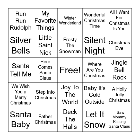 Christmas Bingo #1 Bingo Card
