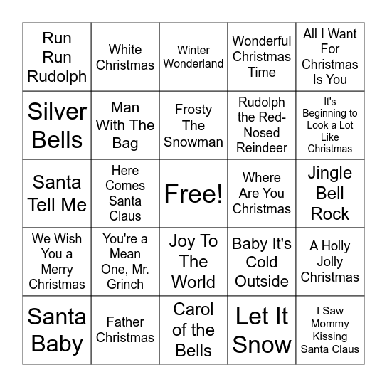 Christmas Bingo #1 Bingo Card