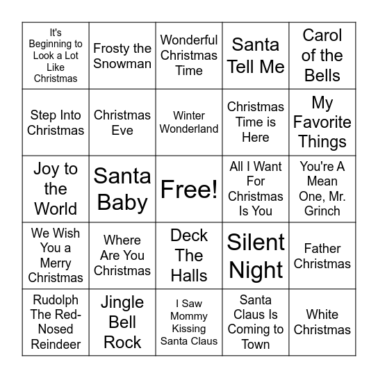 Christmas Bingo #1 Bingo Card
