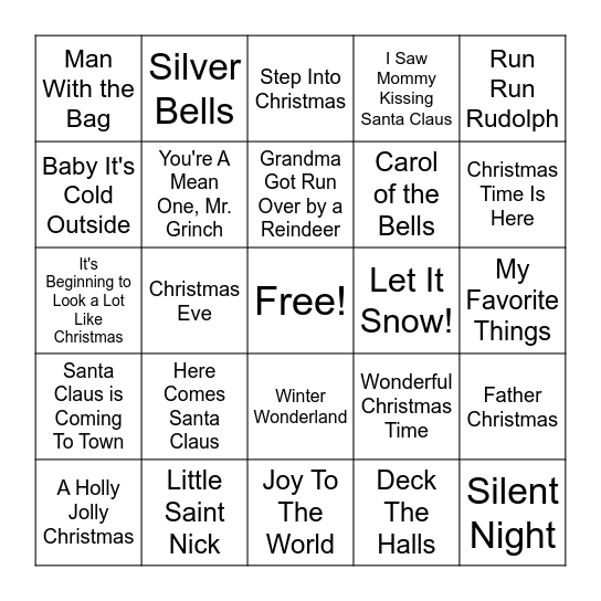 Christmas Bingo #1 Bingo Card