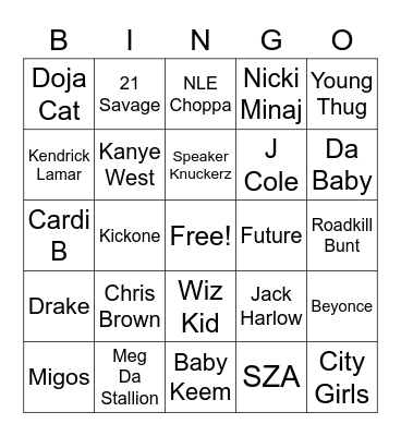 Musical Bingo Card