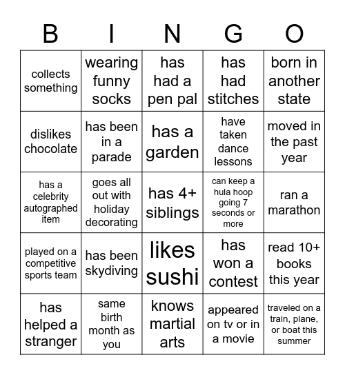 Get to Know Your Co-Workers Bingo Card