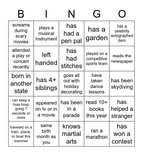 Get to Know Your Co-Workers Bingo Card