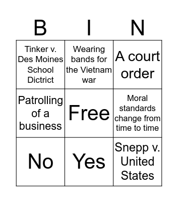 Chapter 19 section 3 Bingo Card
