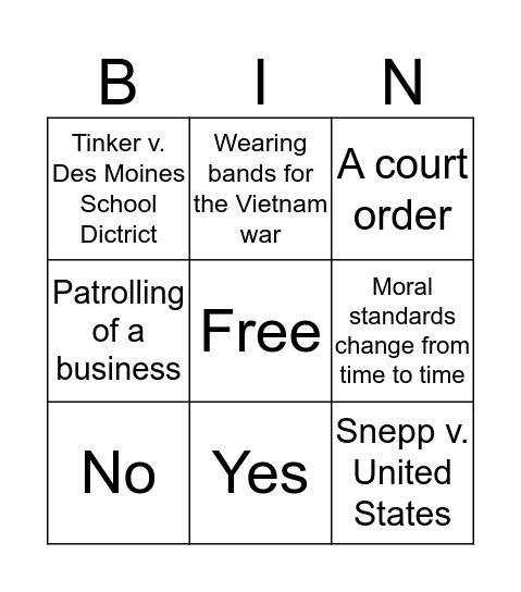 Chapter 19 section 3 Bingo Card