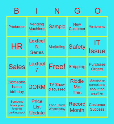 Inolex Bingo Card