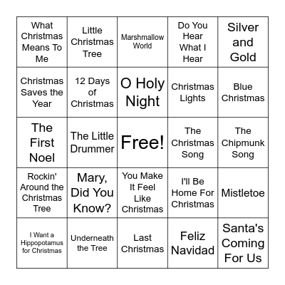 Music Bingo #2 Bingo Card