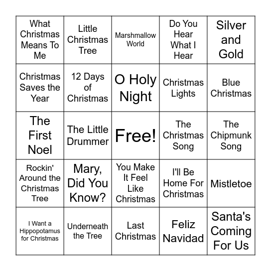 Music Bingo #2 Bingo Card