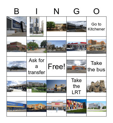 GRT Bus & LRT Riding BINGO Card