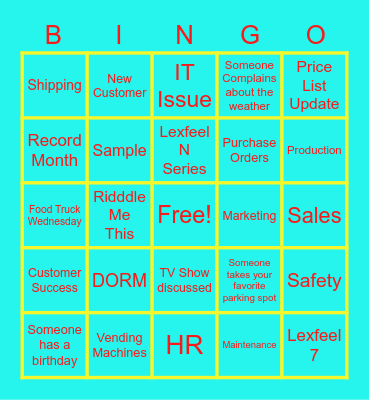 Inolex Bingo Card