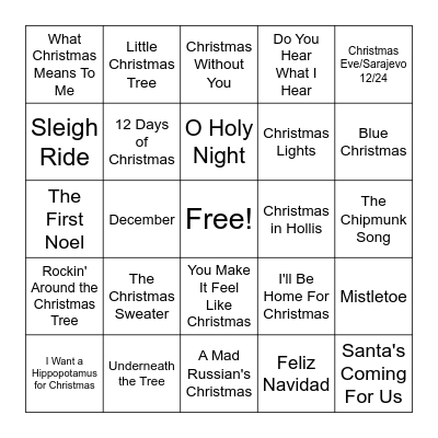 Music Bingo #2 Bingo Card