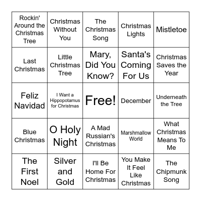 Music Bingo #2 Bingo Card