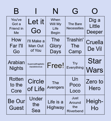 Disney Bingo Card