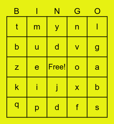 Alphabet Bingo Card