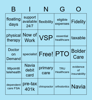 Benefits Bingo 2022 Bingo Card