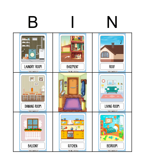 Parts of the house BINGO Card
