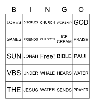 VBS 2022 BIBLE BINGO Card
