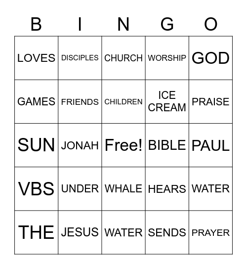 VBS 2022 BIBLE BINGO Card
