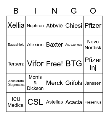 Exhibitor Bingo Card