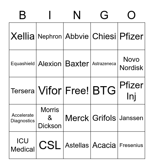 Exhibitor Bingo Card