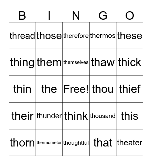 TH Bingo  Bingo Card