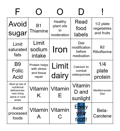 Eating Healthy Bingo Card
