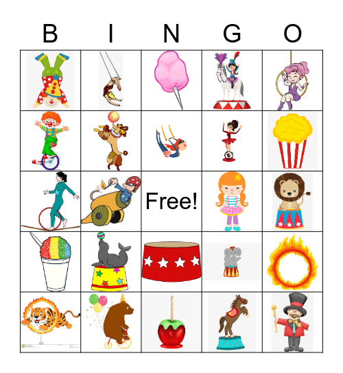 Circus Week Bingo Card