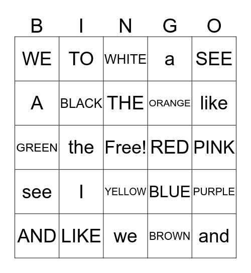 Units 1 and 2 Sight words Bingo Card