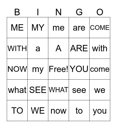 Units 2 and 3 Sight Words Bingo Card