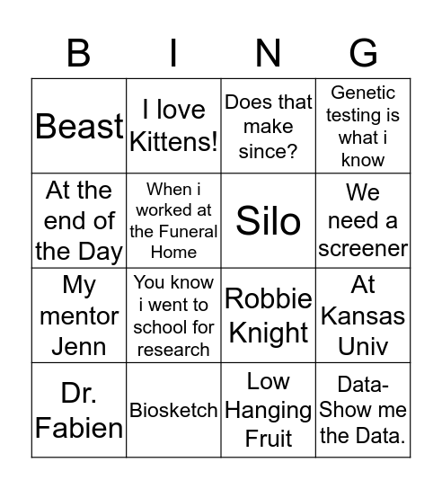 Catie Knight Bingo Card