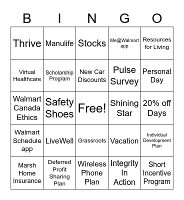 Personal BINGO Card