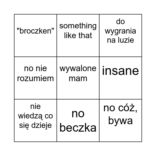 szymenland Bingo Card