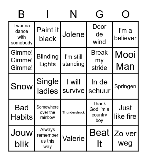 Zwaantje Terras Muziekbingo Card
