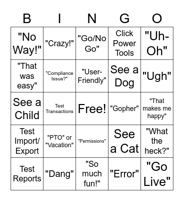 APX UAT Bingo Card