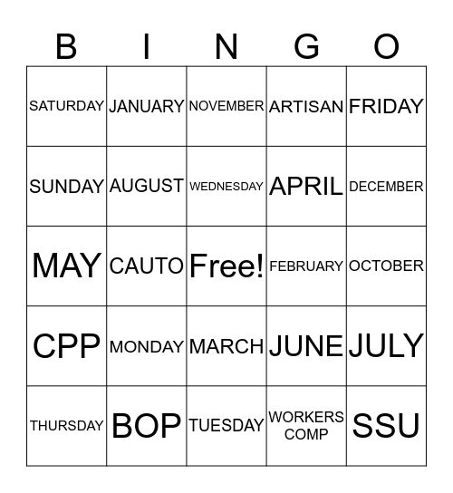 COMMERCIAL LINES CUSTOMER SERVICE WEEK Bingo Card