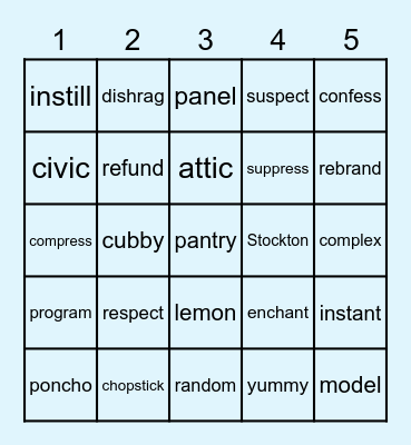 4.7 Connect-4 Read Bingo Card