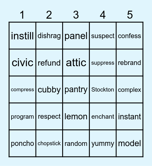 4.7 Connect-4 Read Bingo Card