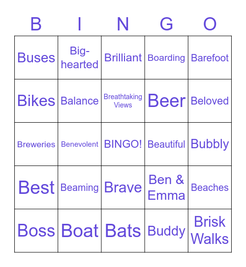 The B-List is the New A-List Bingo Card