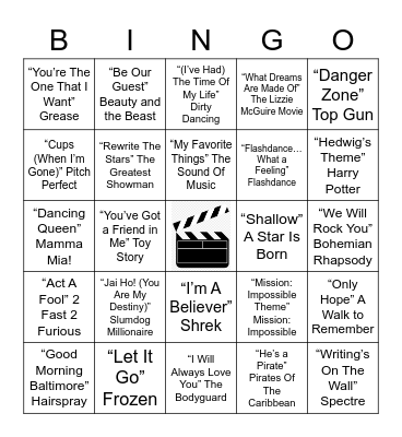 A Night at the Movies Bingo Card