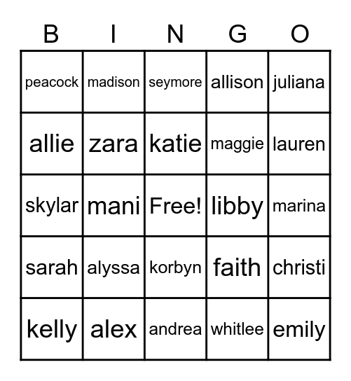 pregnant bingo Card