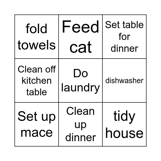 tuesday  afternoon Bingo Card