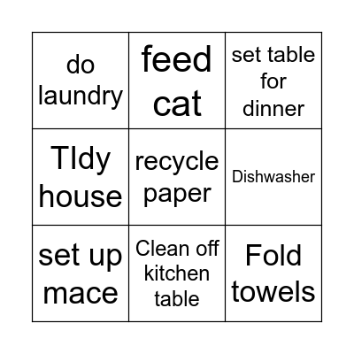 Thursday afternoon Bingo Card