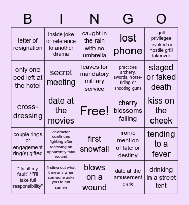 K-Drama Bingo Card