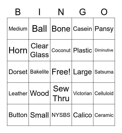 Button Bingo Card