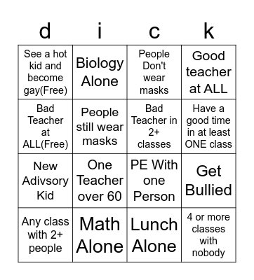 First Day Bingo Card