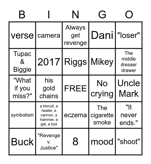 Long Way Down Review Bingo Card