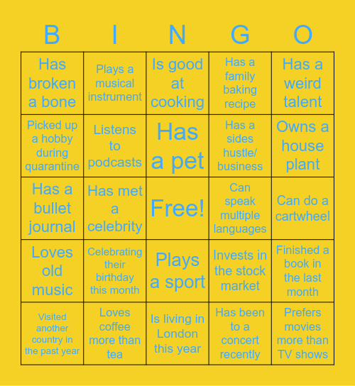 PSW Exec Bingo Card